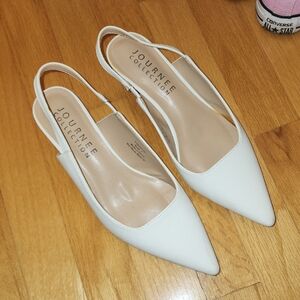 Journee Collection Cream Slingback Heels